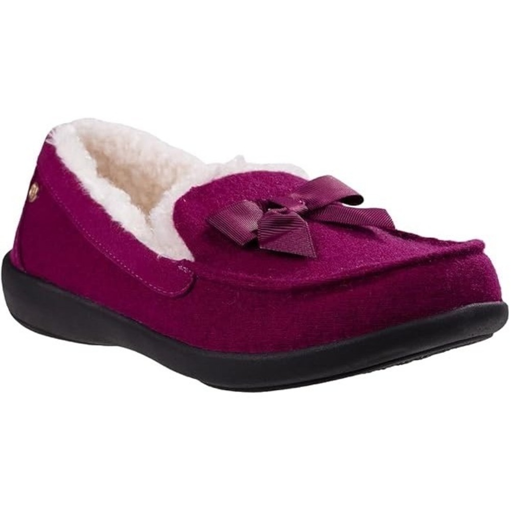 NWT REVITALIGN Trillium Womens US 10D Red Plum Bow Slipper